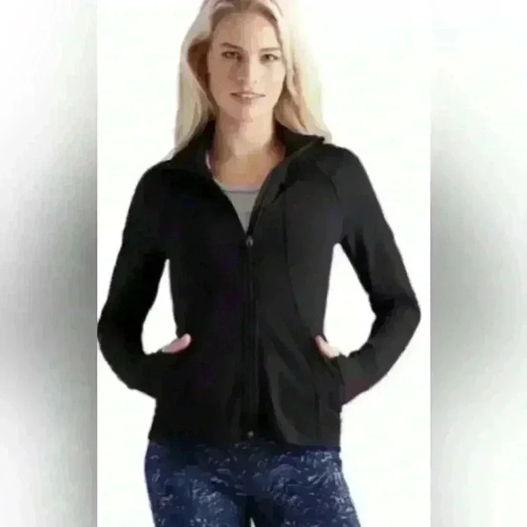 Athleta Criss Cross Hope Jacket Mock Neck Full Zip Black Size S? See Note! - Picture 1 of 10